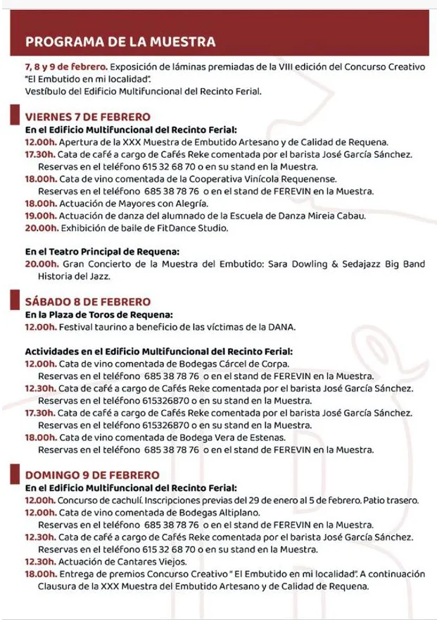 Programa Feria del Embutido de Requena 2025